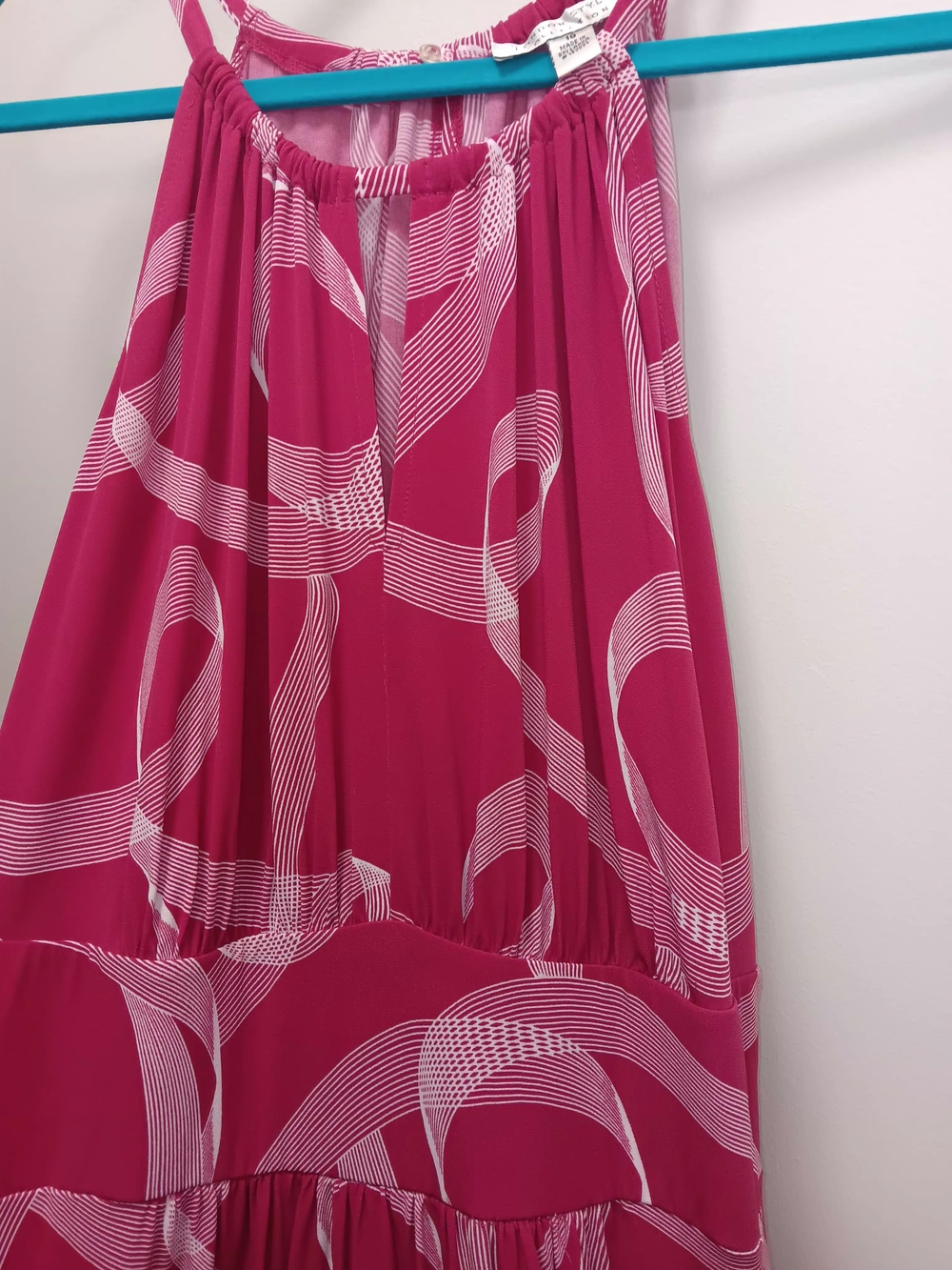 London Style Pink And White Printed Maxi Dress with White Swirl
